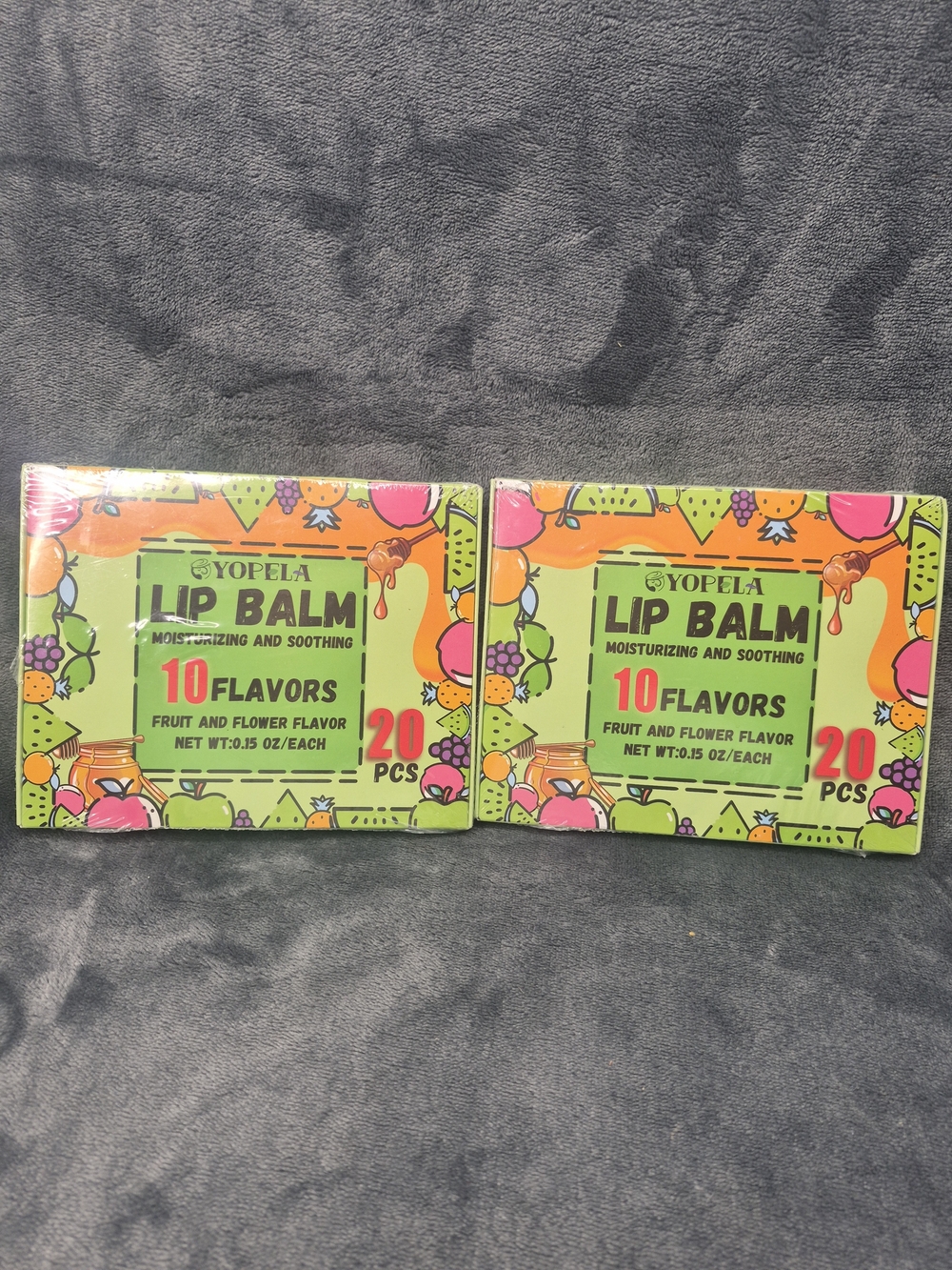 Yopela Lip Balm 10 Flavors Pack (20 pcs) - Green Fruit & Flower Design 2 Pack